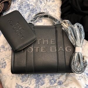 M Black Tote Bag and Wallet Set